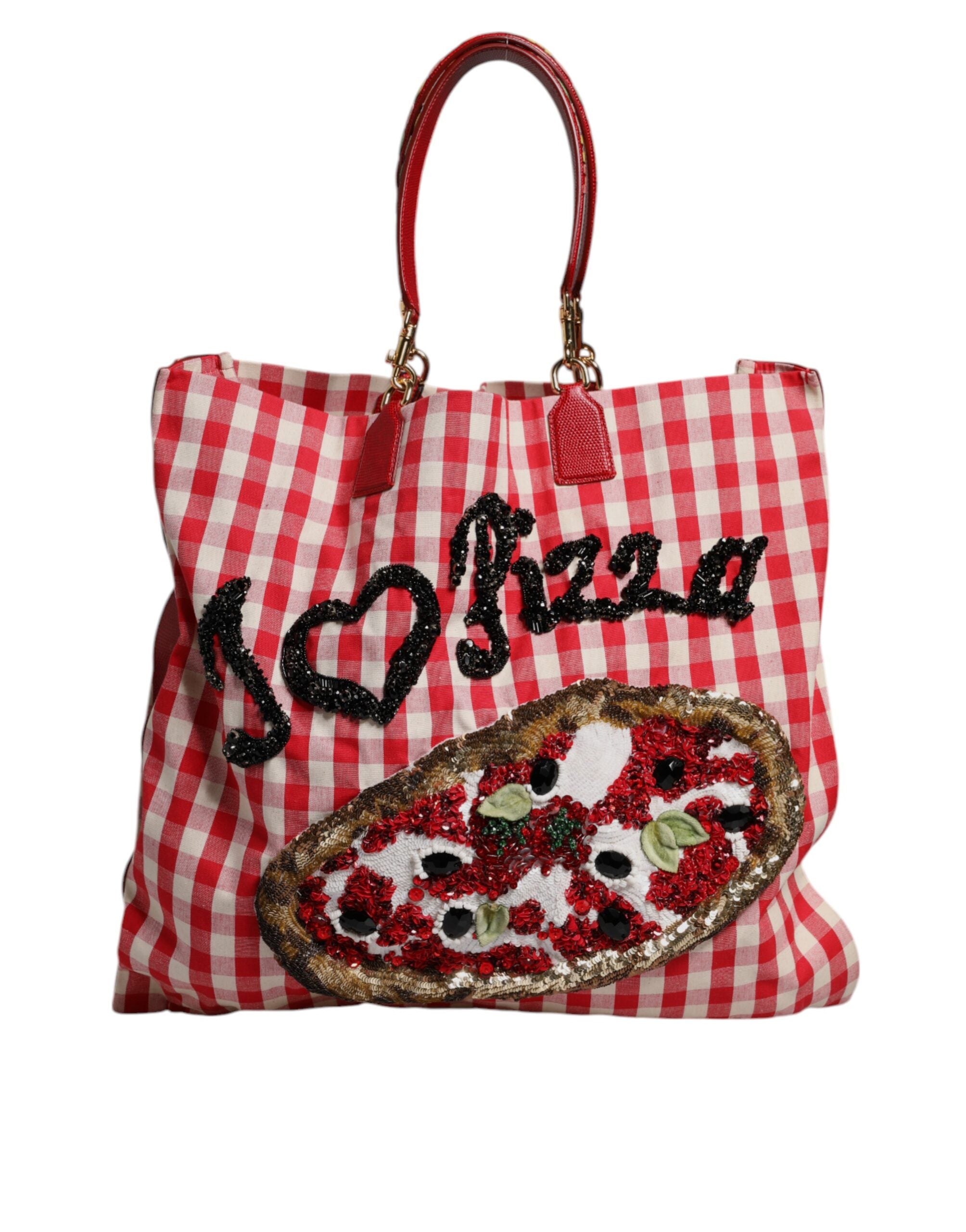Dolce & Gabbana Red rhinestone-embellished I Love Pizza bag
